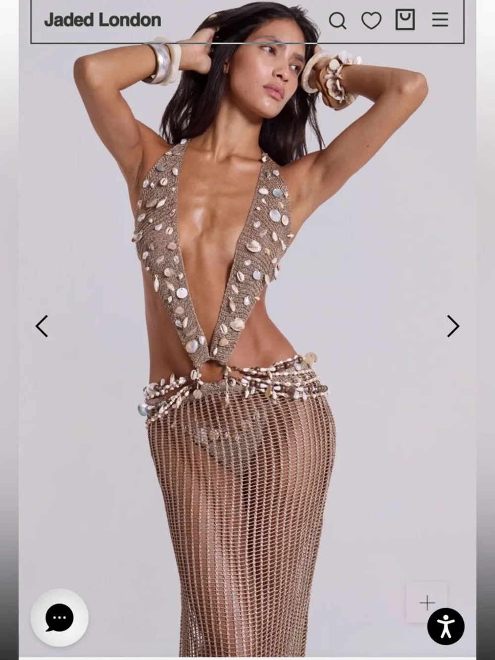 Jaded London Shells Vida Backless Crochet Maxi Dress Metallic Open Back Small - Picture 3 of 15